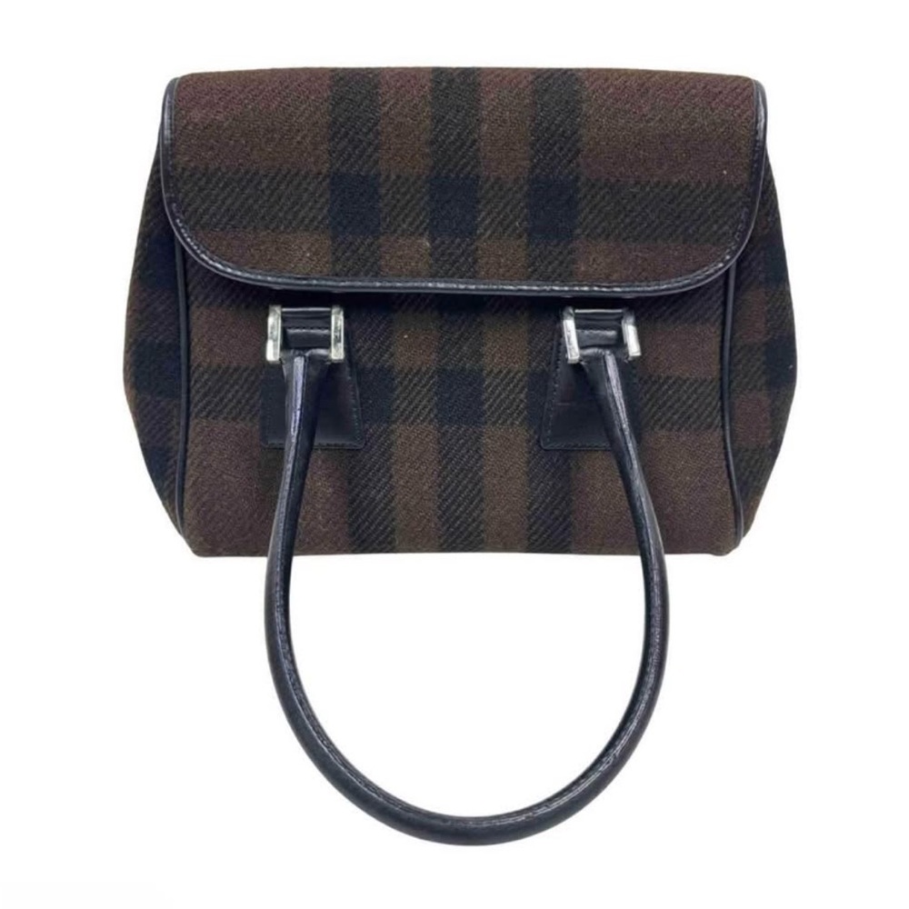 Vintage Burberry wool Plaid Brown Handbag